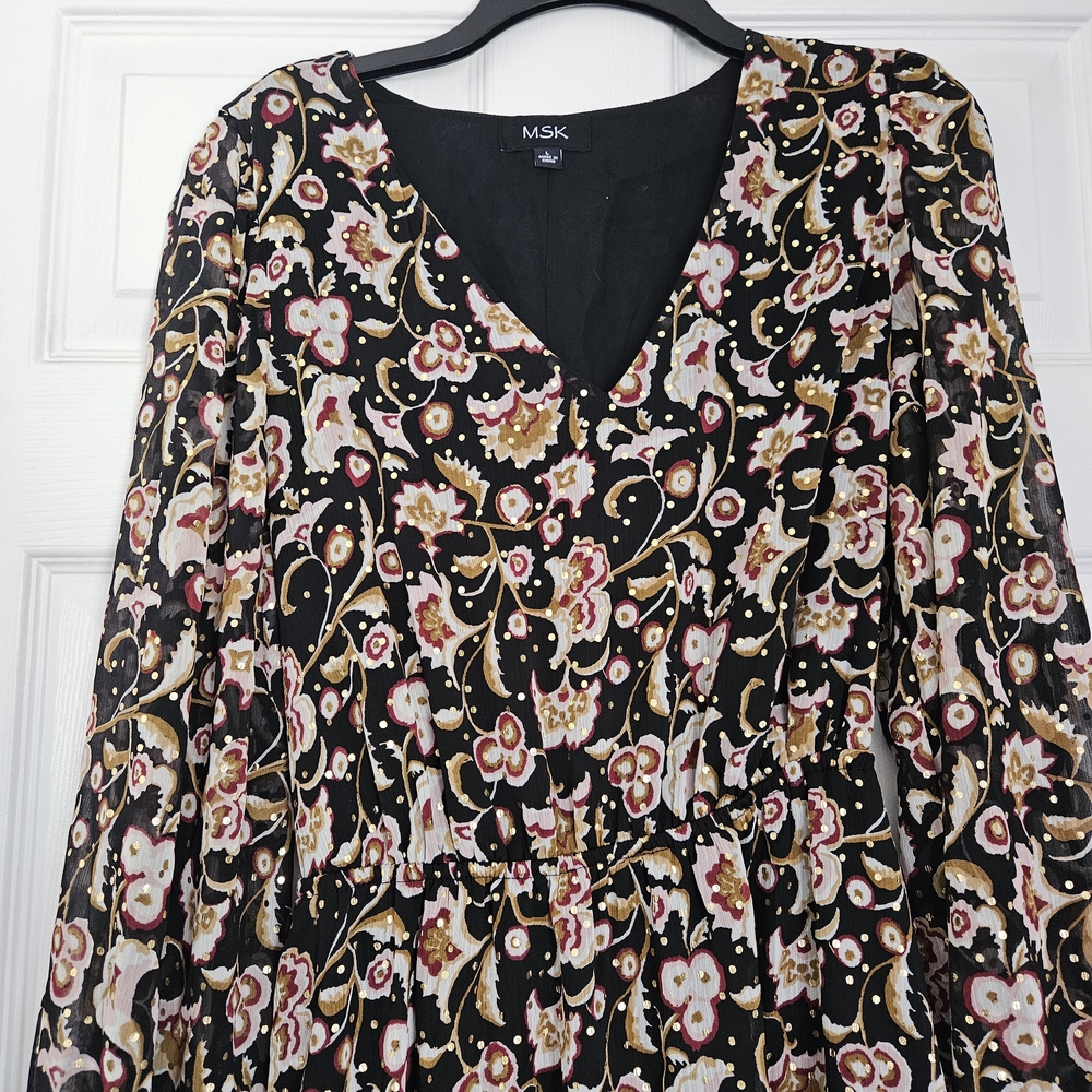 MSK Multicolor Floral Long Sleeve Dress - Picture 4 of 8